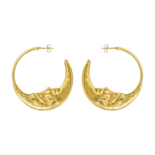 Moon Hoops Earrings Gold